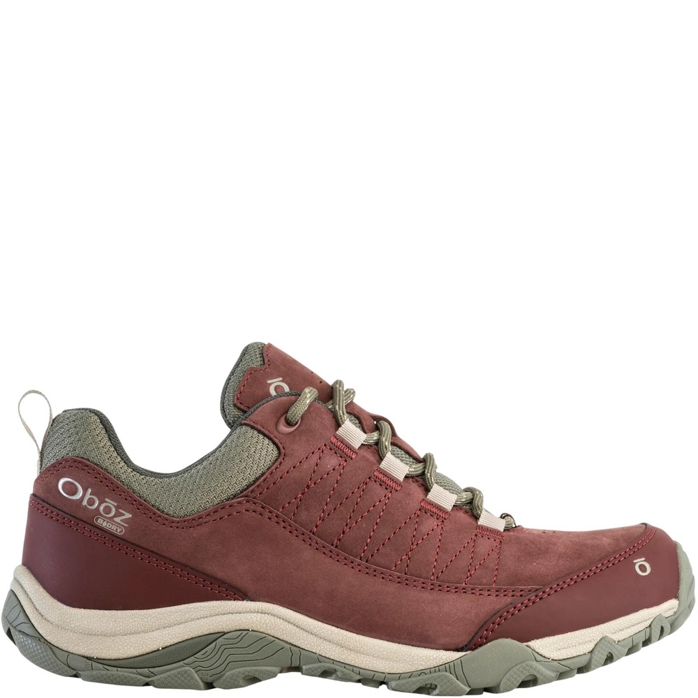 Oboz Sapphire Low B-DRY Waterproof Hiking Shoes Burgundy Olive Womens